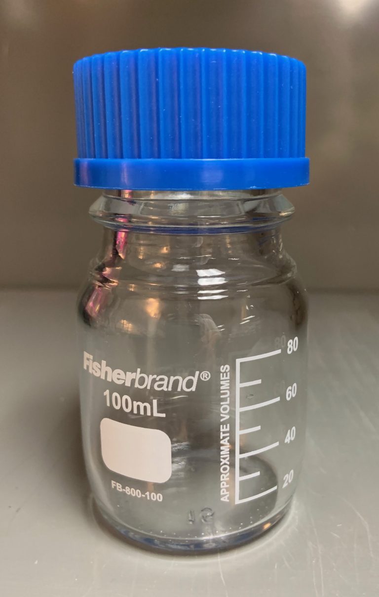 Glass Media Bottle With Cap 100ml Klm Bio Scientific