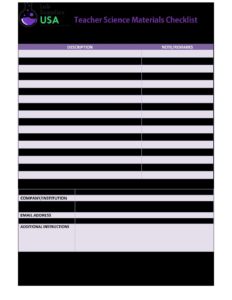 Teacher Science Materials Checklist | KLM Bio Scientific