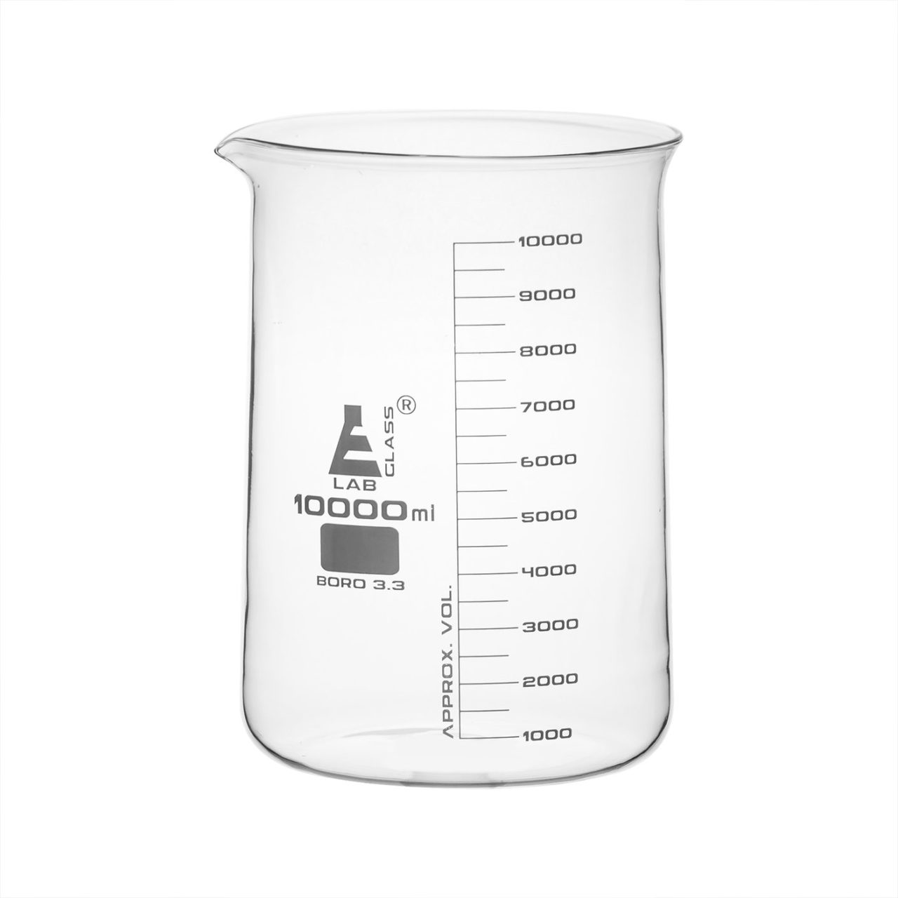 Beaker, 10,000ml – Low Form with Spout – White Graduations ...