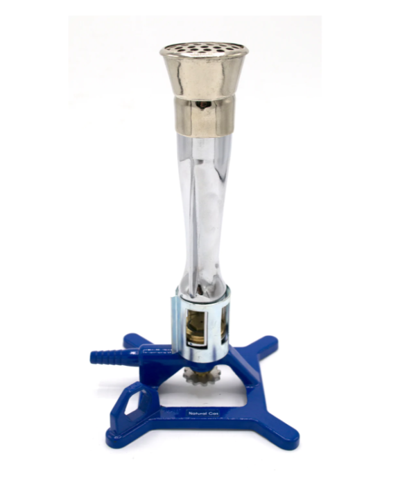 Eisco Labs Bunsen Burner For LPG/Butane - Adjustable Air Flow, Cast Iron Anti-Tip Base With Safety Handle