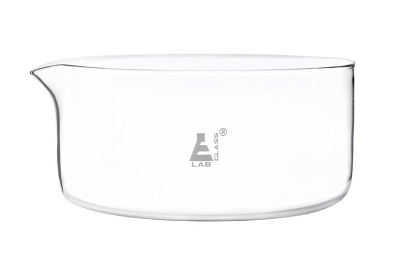Eisco Labs Borosilicate Glass Crystallizing Dish - 300ml, Flat Base With Spout (CH0066A)