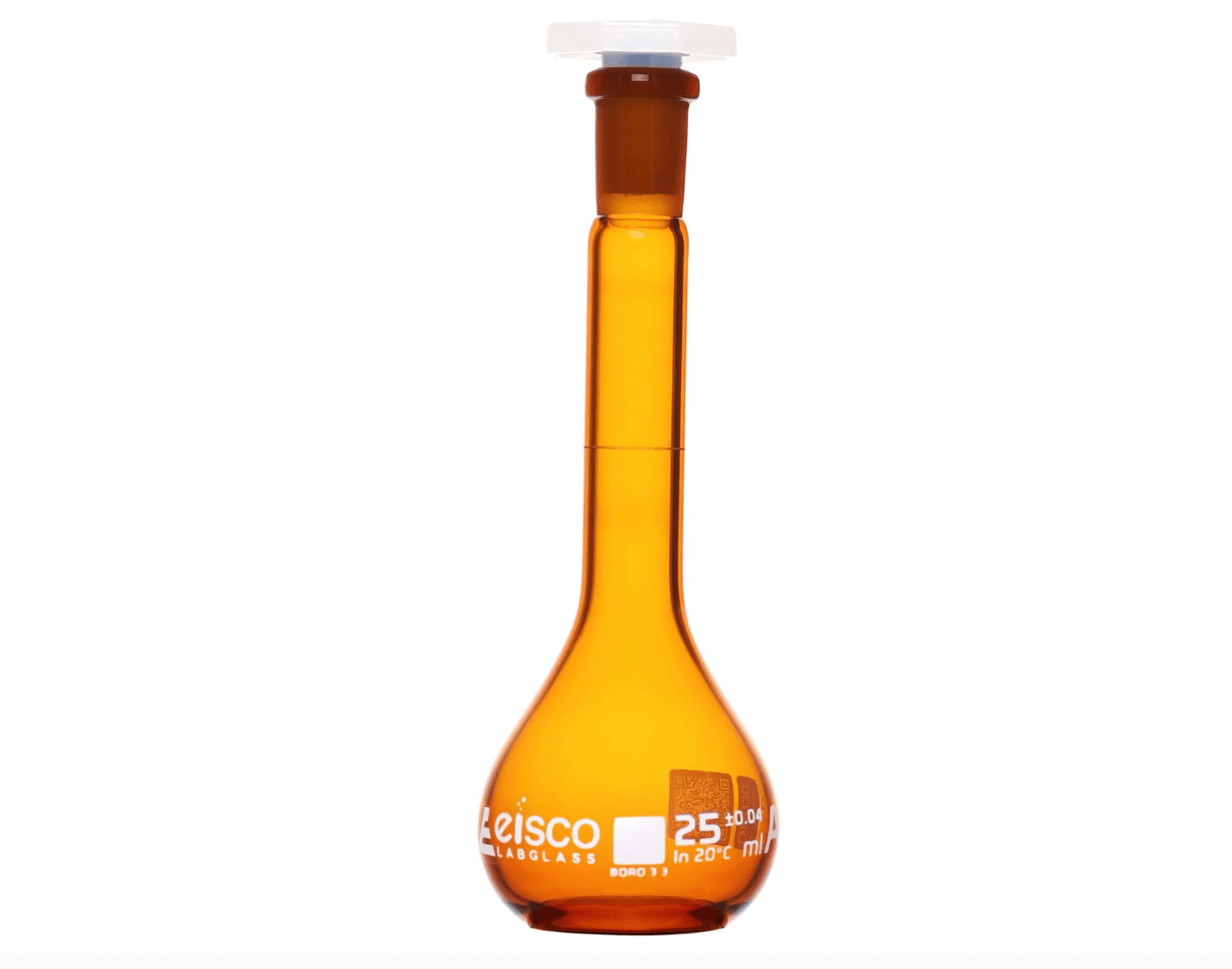 Eisco Volumetric Flask, QR Coded, AMBER